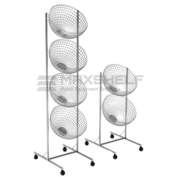 4 Tier Display Stand With Round Baskets