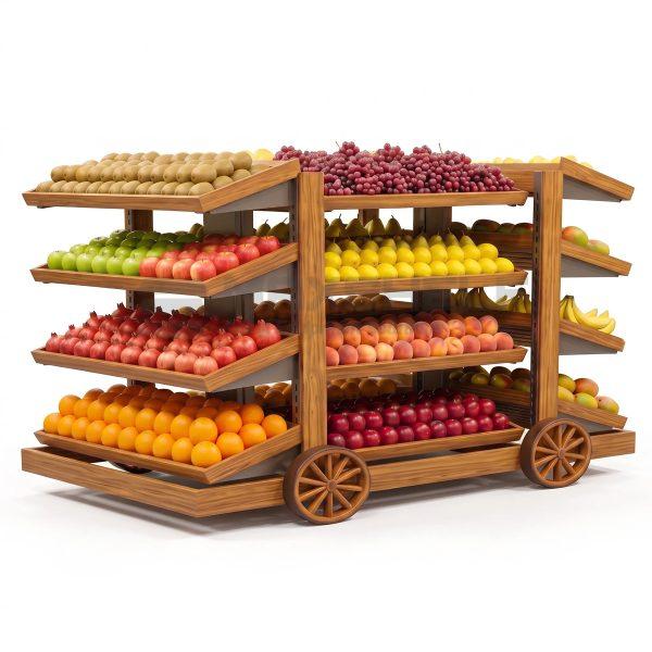 4-Tier Double-Slided Produce Display Cart
