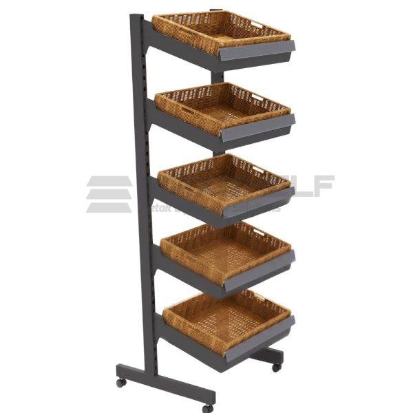 5 Tier Metal Display Stand With Wicker Baskets