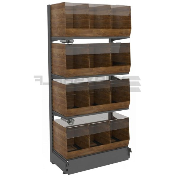 Enclosed Bread Display Shelf with Acrylic Front – Walnut Effect