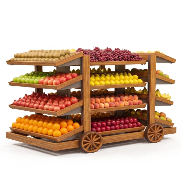 4-Tier Double-Slided Produce Display Cart