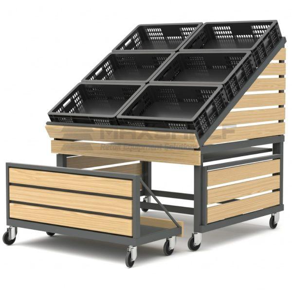 Slatted Fruit & Veg Stand with Storage