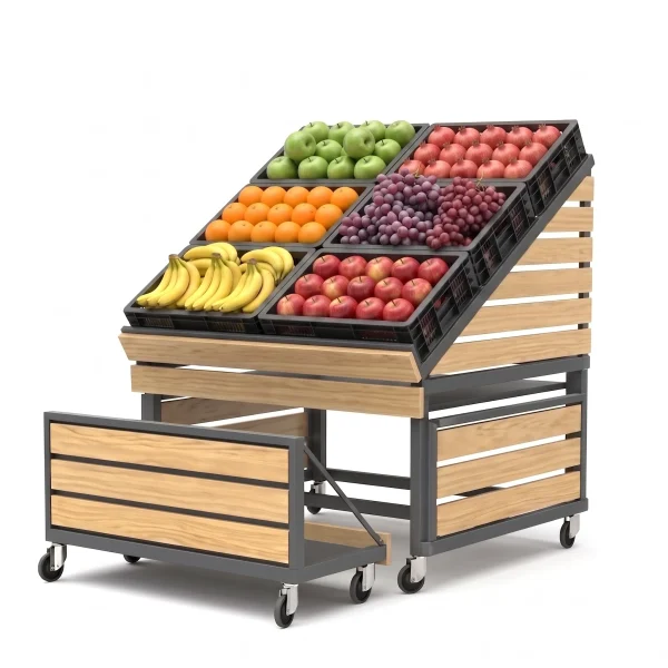 Slatted Fruit & Veg Stand with Storage