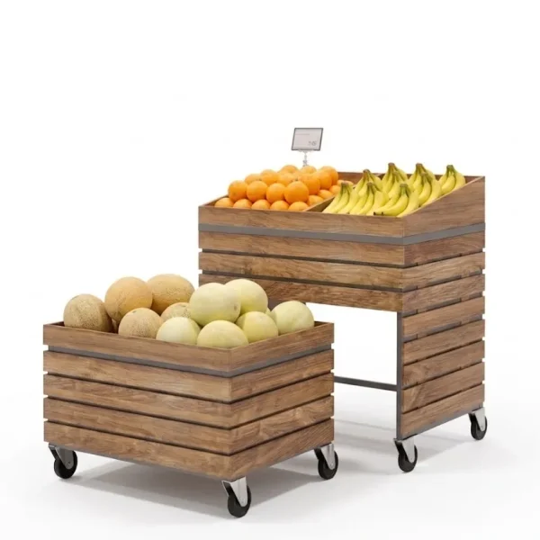 Wooden Fruit & Vegetable Stand with Integrated Storage