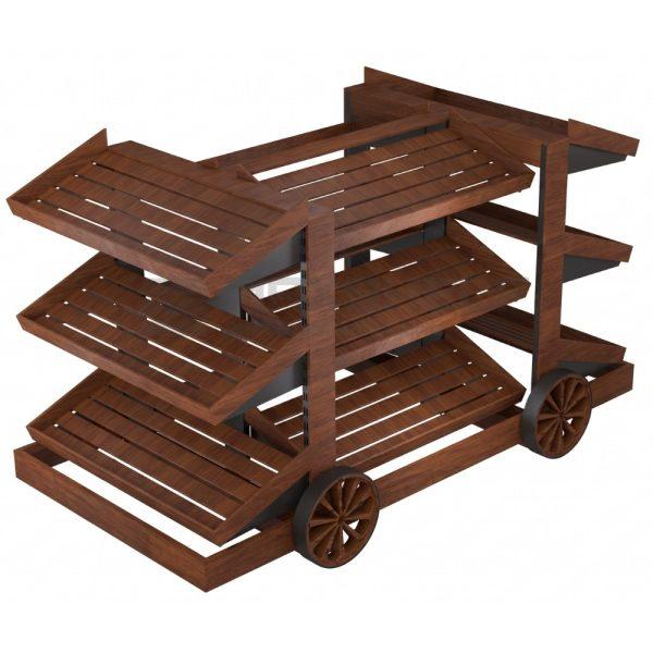 3-Tier Double-Slided Produce Display Cart