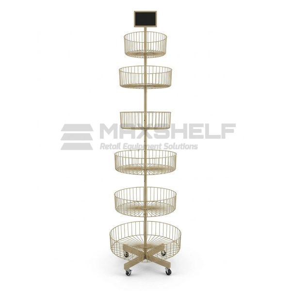 6-Tier Round Wire Basket Stand – D700 × H2500mm | Black | Cascading Design
