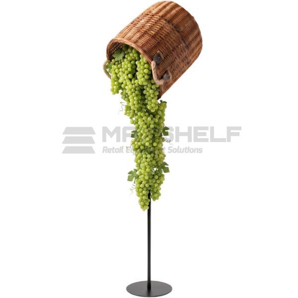 Artificial Green Apple Cascade Display Stand with Wicker Basket – 1900mm