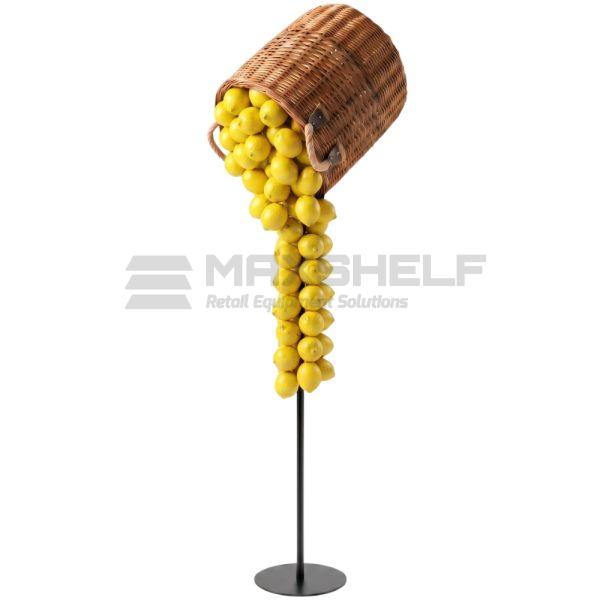 Artificial Lemon Cascade Display Stand with Wicker Basket – 1900mm