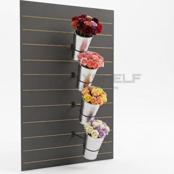Galvanised Flower Buckets with Slatwall Rings – Set of 4