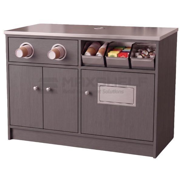 Coffee Station Unit with Cup Dispensers & Condiment Dividers – Stainless Steel Top | 1200×600mm