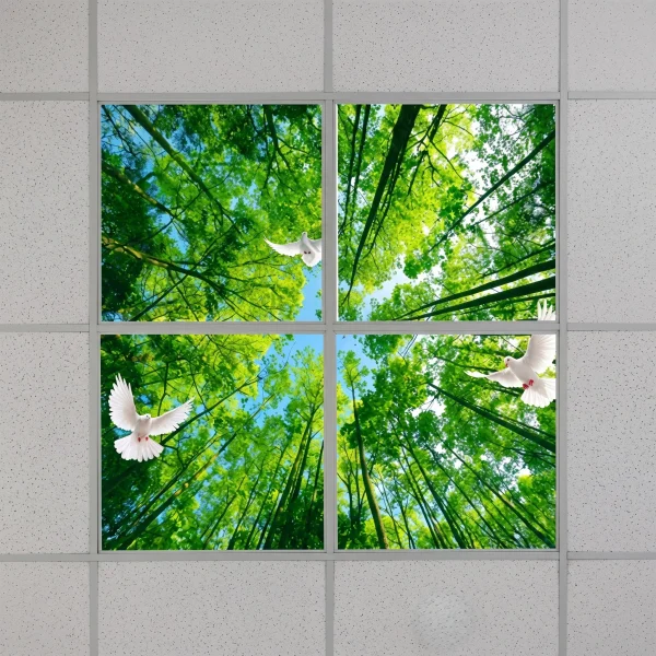VMAX Forest & Bird LED Ceiling Light Panel – Set of 4 | Artificial Sky Effect | 600×600mm