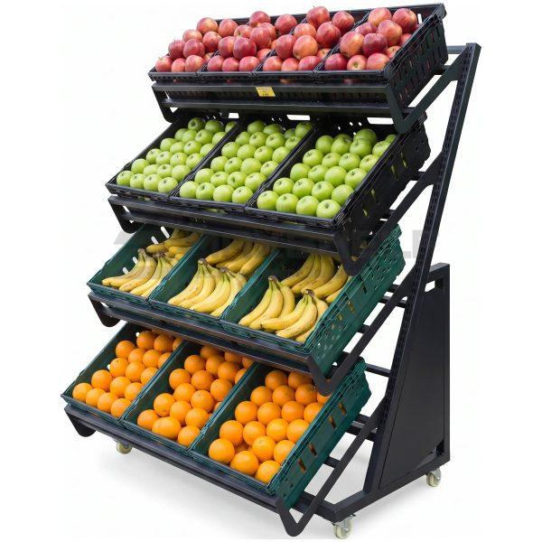 4-Tier Metal Fruit & Veg Display Stand on Castors