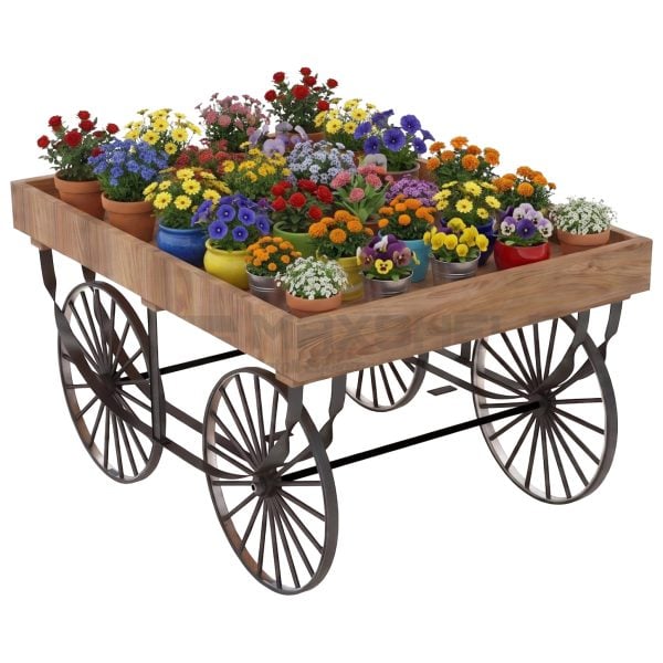 4-Wheel Market Carriage Display Cart – Flowers & Plants