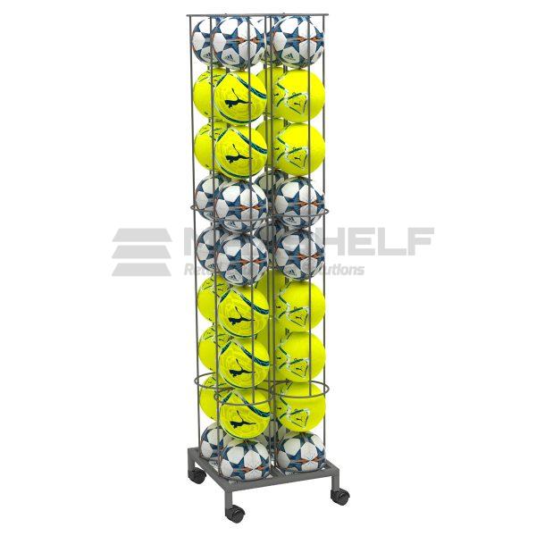 Vertical Ball Display Stand – 4 Columns | Mobile Wire Tower