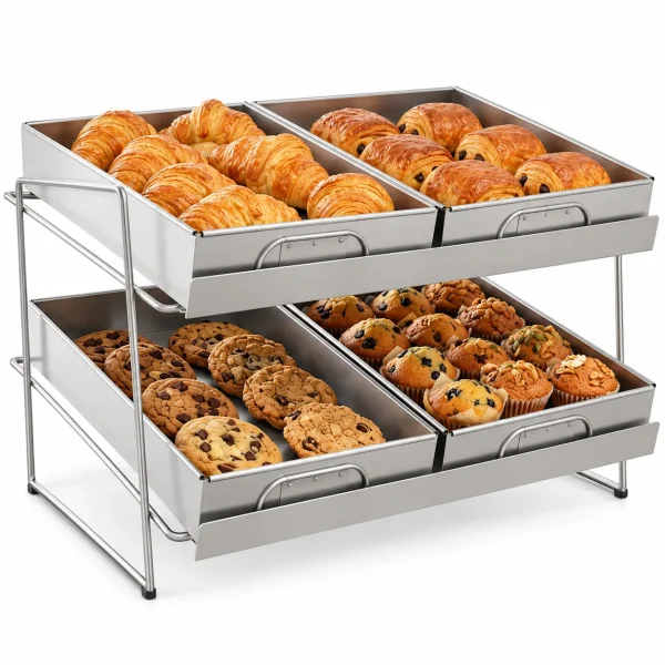 2 Tier Countertop Galvanised Metal Tray Display | Fruit & Veg Stand